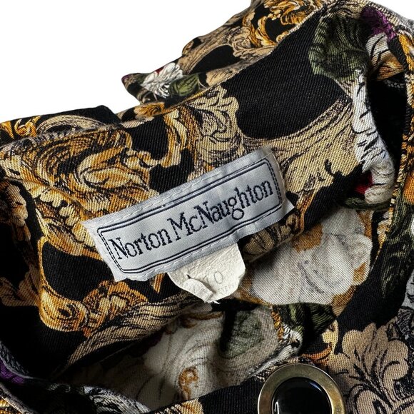 Vintage Norton McNaughton Baroque Floral Blouse Jacket Top Sz 10 - Picture 6 of 10